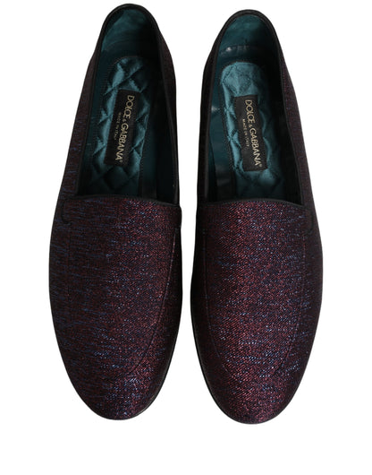 Maroon Glitter Lurex Logo Dress Loafers Shoes