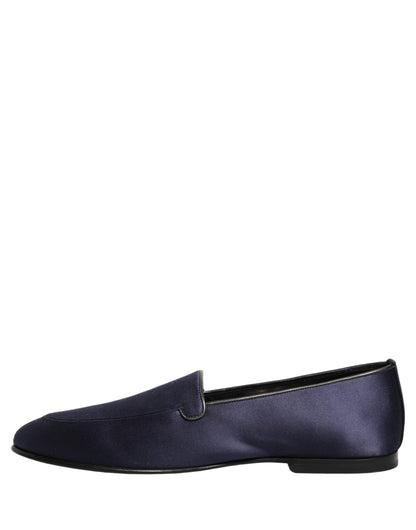 Navy Blue Satin DG Logo Dress Loafers Shoes