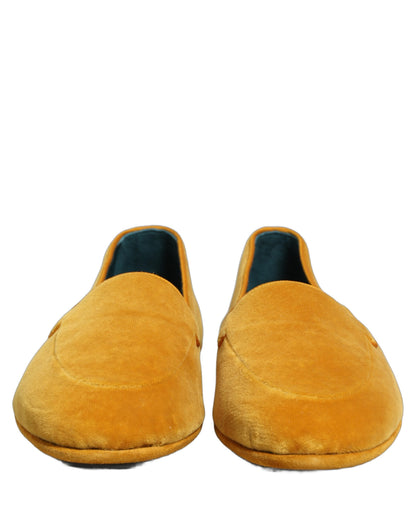 Yellow Velvet Slip On Men Dress Loafers Shoes