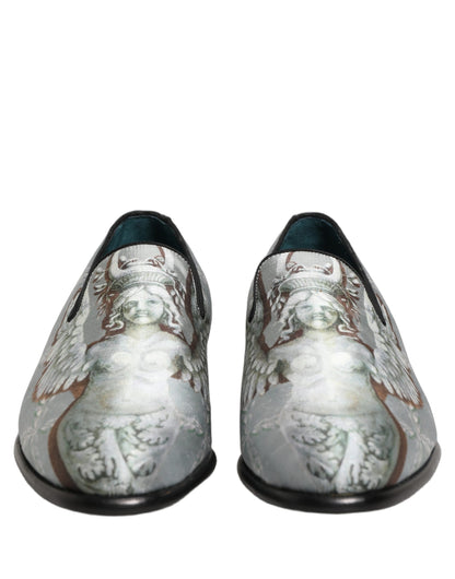 Gray Baroque Angel Velvet Men Loafers Shoes