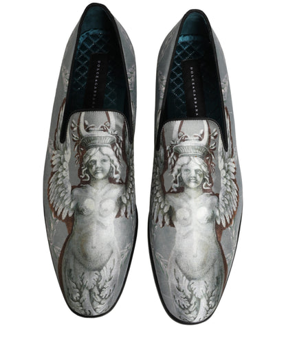 Gray Baroque Angel Velvet Men Loafers Shoes