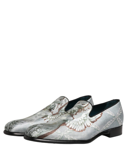 Gray Baroque Angel Velvet Men Loafers Shoes