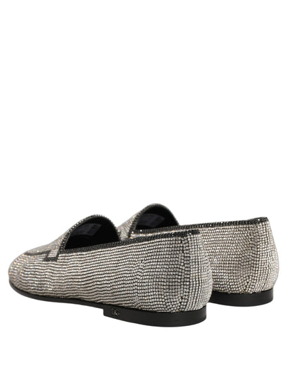 Silver Crystal Embellished Men Loafers Shoes