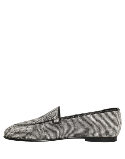 Silver Crystal Embellished Men Loafers Shoes