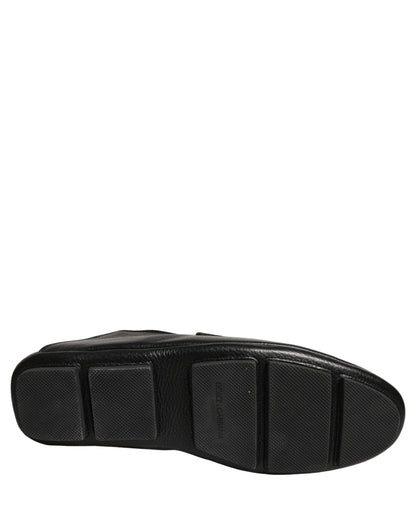 Black Deerskin Leather Driver Loafers Shoes