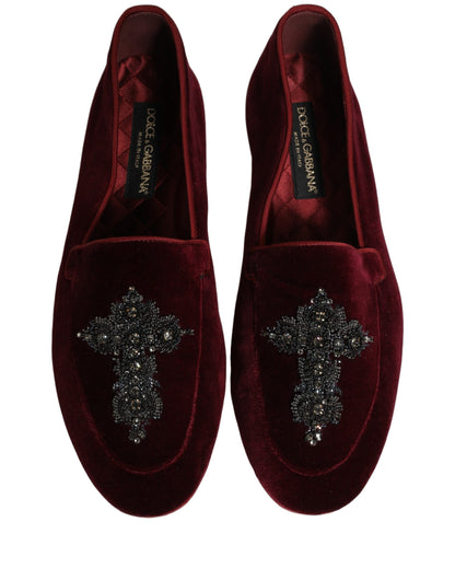 Red Suede Embellished Men Dress Loafers Shoes