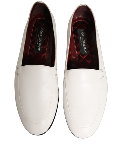 White Leather Logo Slip On Men Loafers Shoes