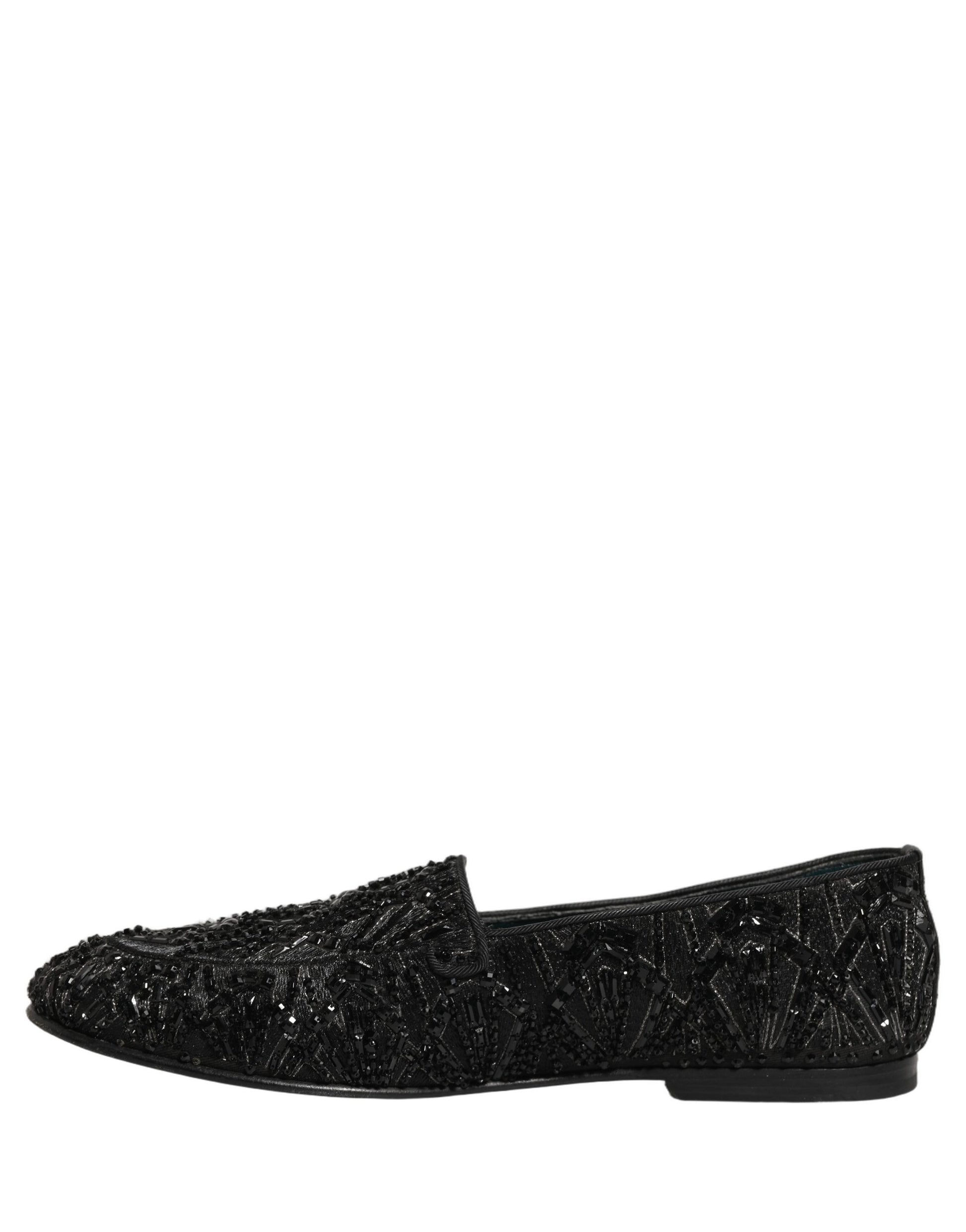 Black Velvet Embroidered Dress Loafers Shoes