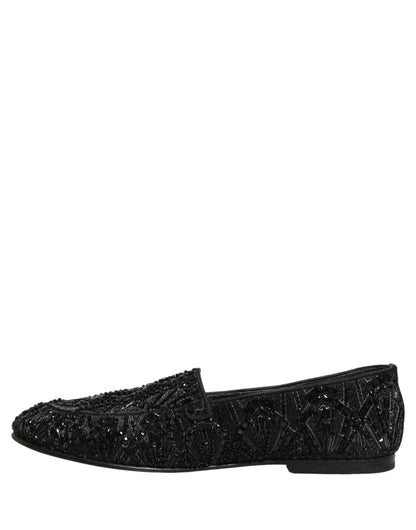 Black Velvet Embroidered Dress Loafers Shoes