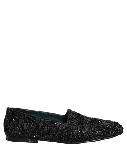 Black Velvet Embroidered Dress Loafers Shoes