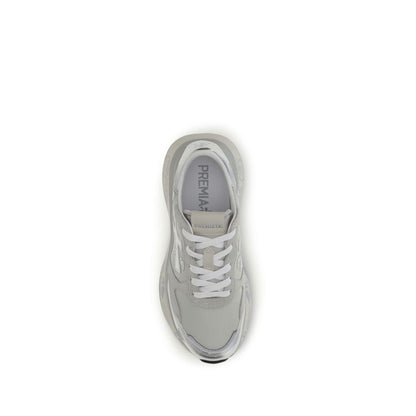 Silver Nylon Athletic Sneakers