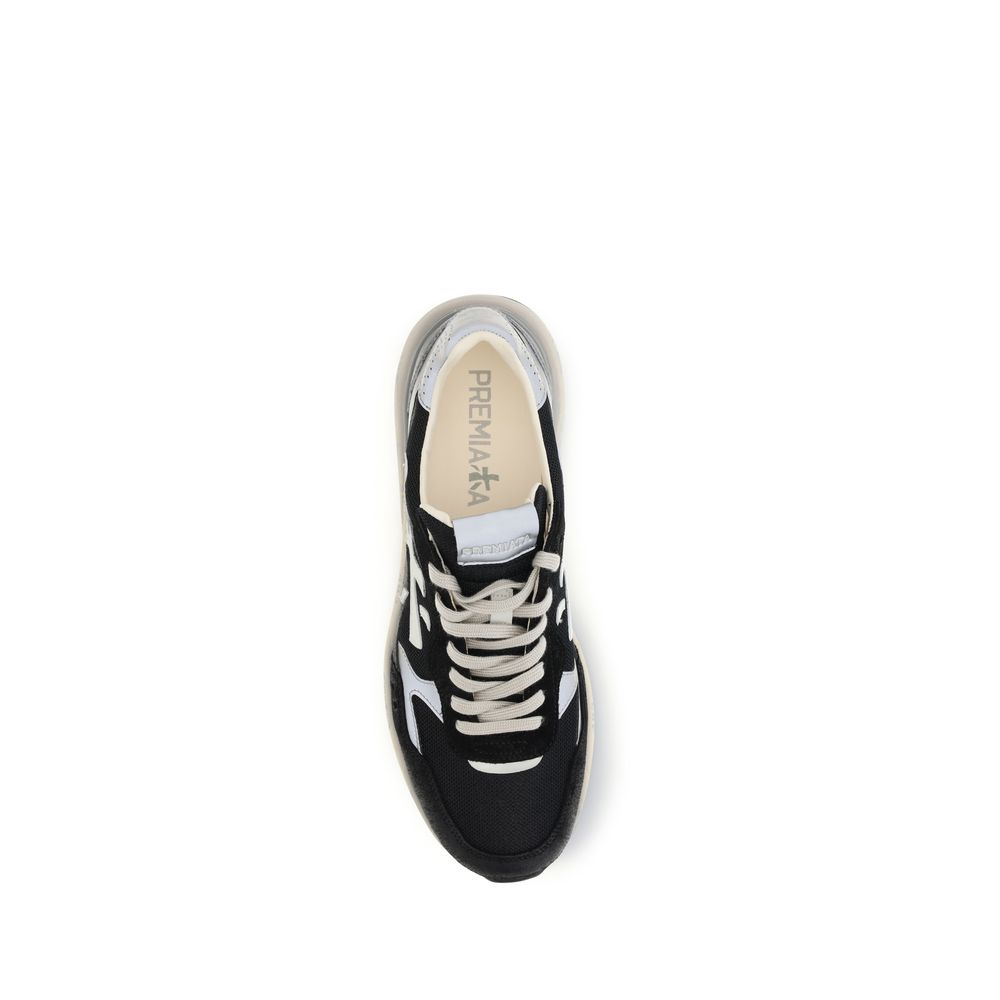 Black Polyester Athletic Sneakers