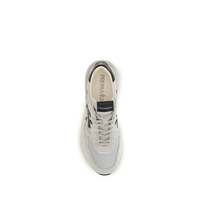 White Polyester Low Top Sneakers