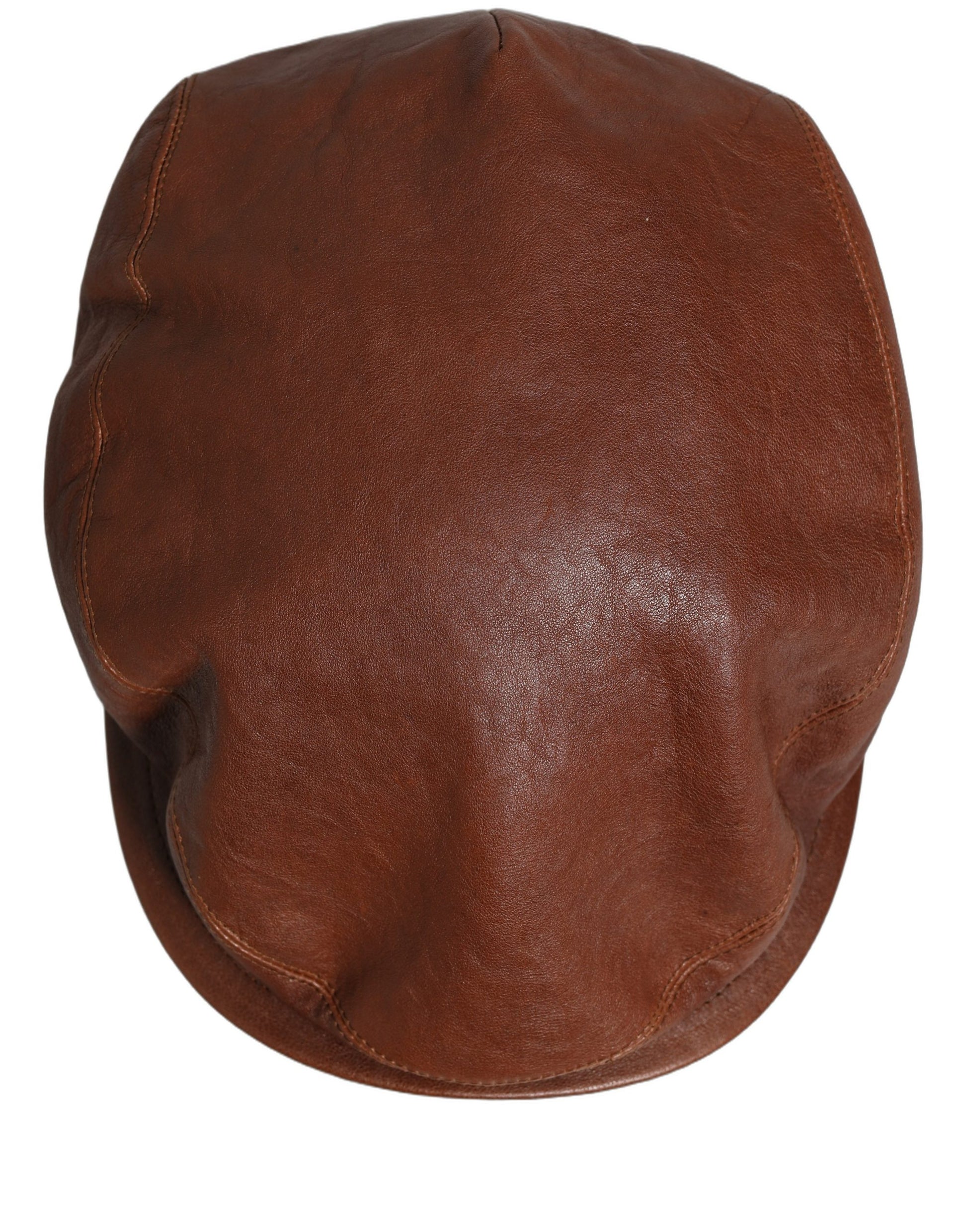 Men Brown Lamb Leather Newsboy Cloth Capello Hat