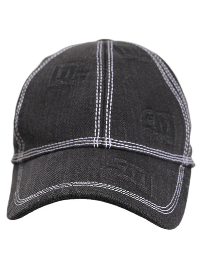 Men Black Cotton 6 Panel Baseball Capello Hat