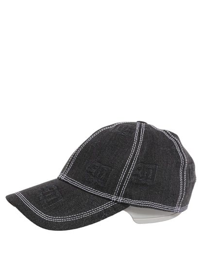 Men Black Cotton 6 Panel Baseball Capello Hat