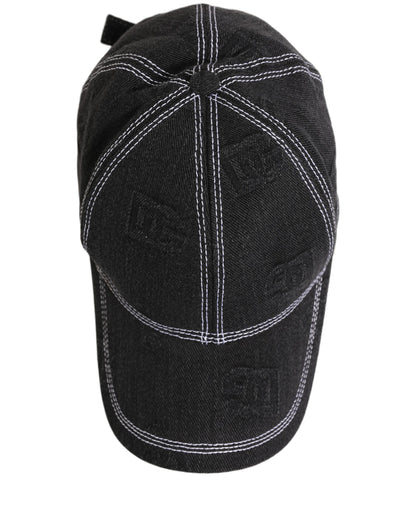 Men Black Cotton 6 Panel Baseball Capello Hat