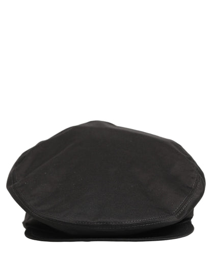 Men Black Cotton Stretch Newsboy Cloth Capello Hat