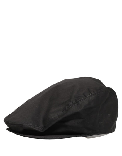 Men Black Cotton Stretch Newsboy Cloth Capello Hat