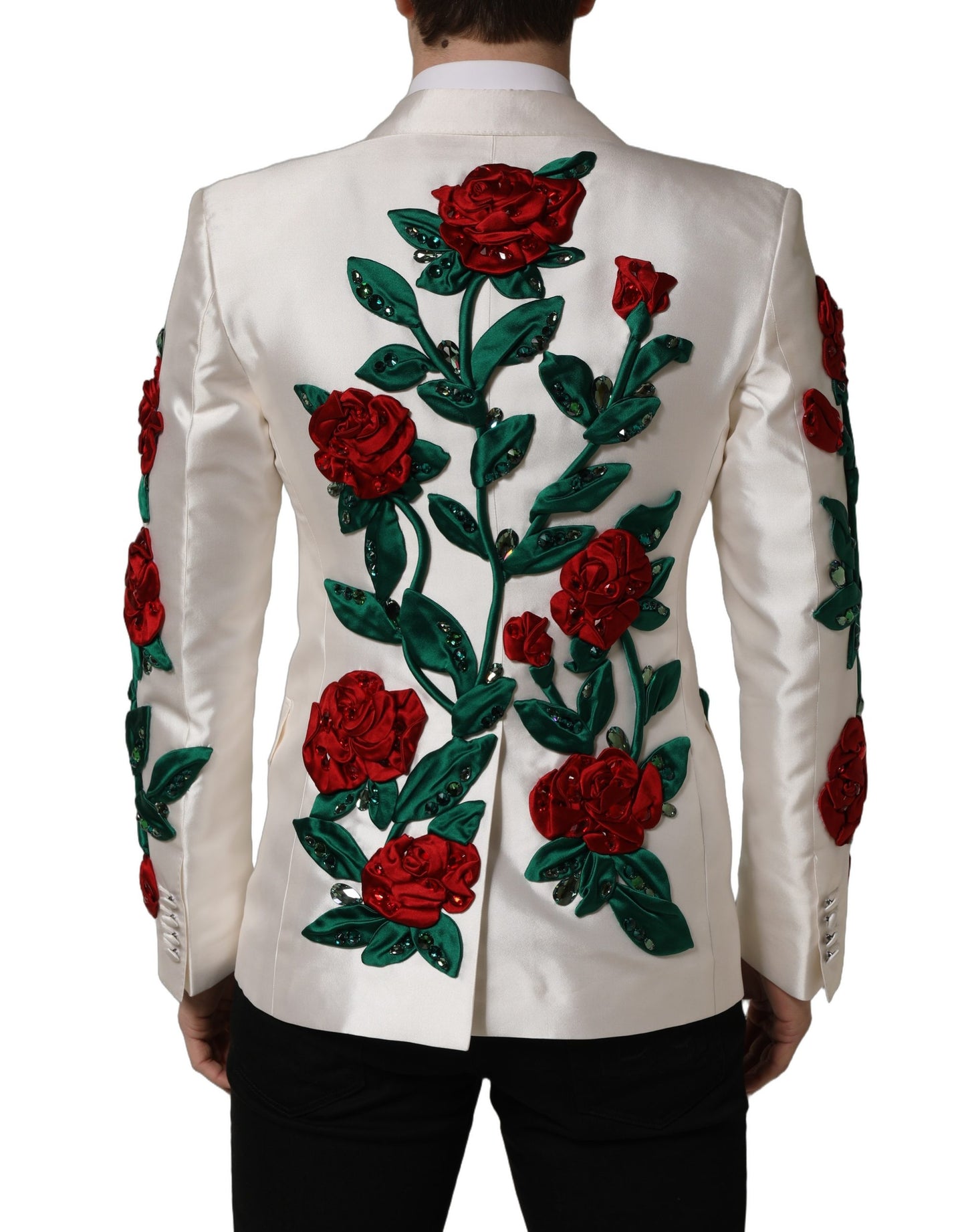 White Floral SICILIA Double Breasted Jacket