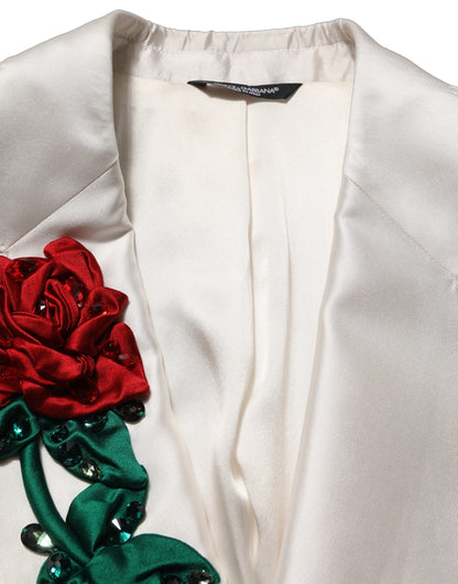 White Floral SICILIA Double Breasted Jacket