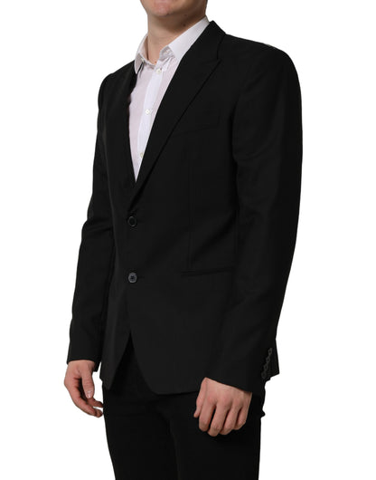 Black Wool Single Breasted Blazer Jacket