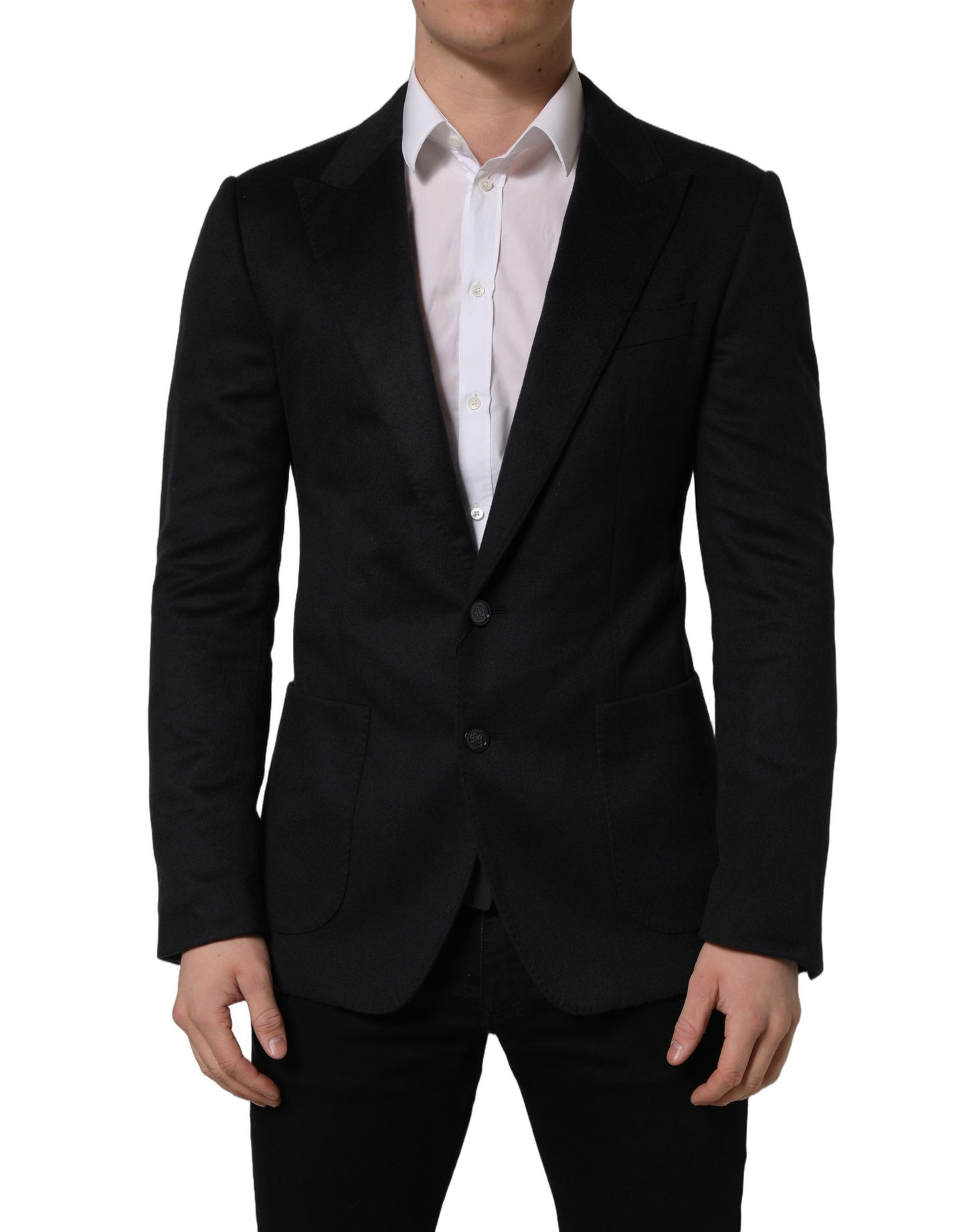 Black Cashmere Single Breasted Blazer Jacket