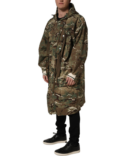Multicolor Camouflage Hooded Coat Jacket