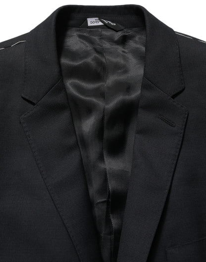 Black Wool Single Breasted Blazer Jacket