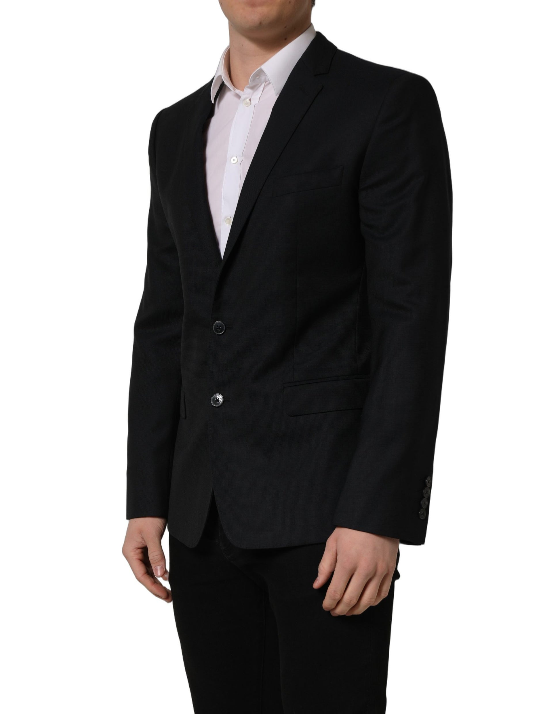 Black Wool Single Breasted Blazer Jacket