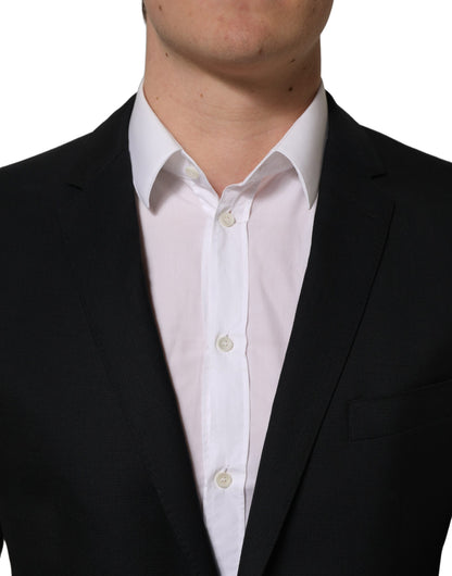 Black Wool Single Breasted Blazer Jacket
