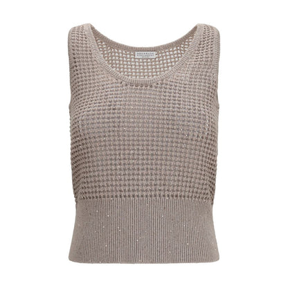 Beige Cotton Tank Tops