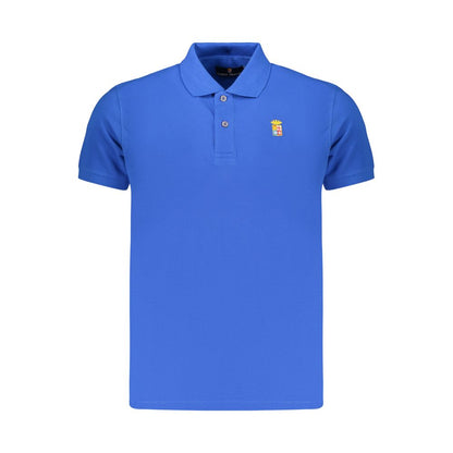 Blue Cotton Men Polo