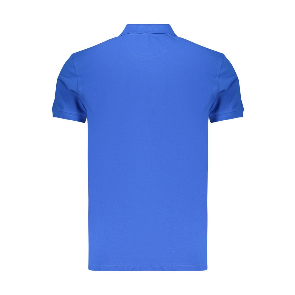 Blue Cotton Men Polo