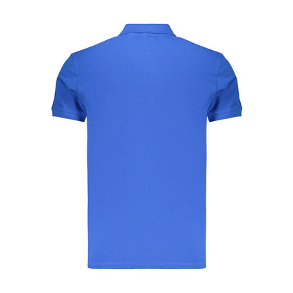 Blue Cotton Men Polo
