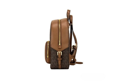 Michael Kors Jaycee Mini XS Brown Signature PVC Zip Pocket Shoulder Backpack Bag