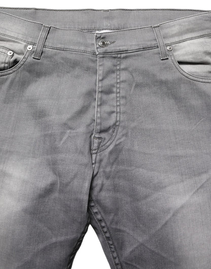 Gray Washed Mid Waist Straight Men Denim Trouser Jeans