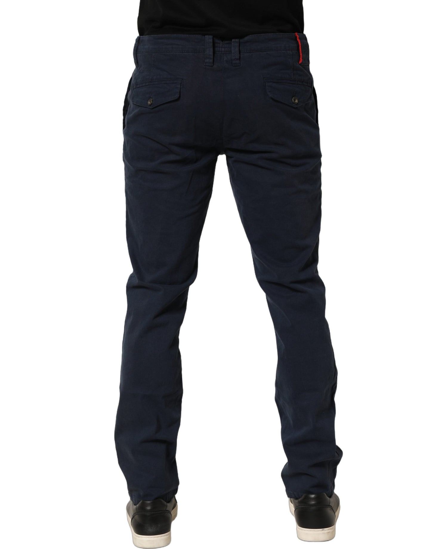Navy Blue Skinny Chino Mid Waist Men Pants