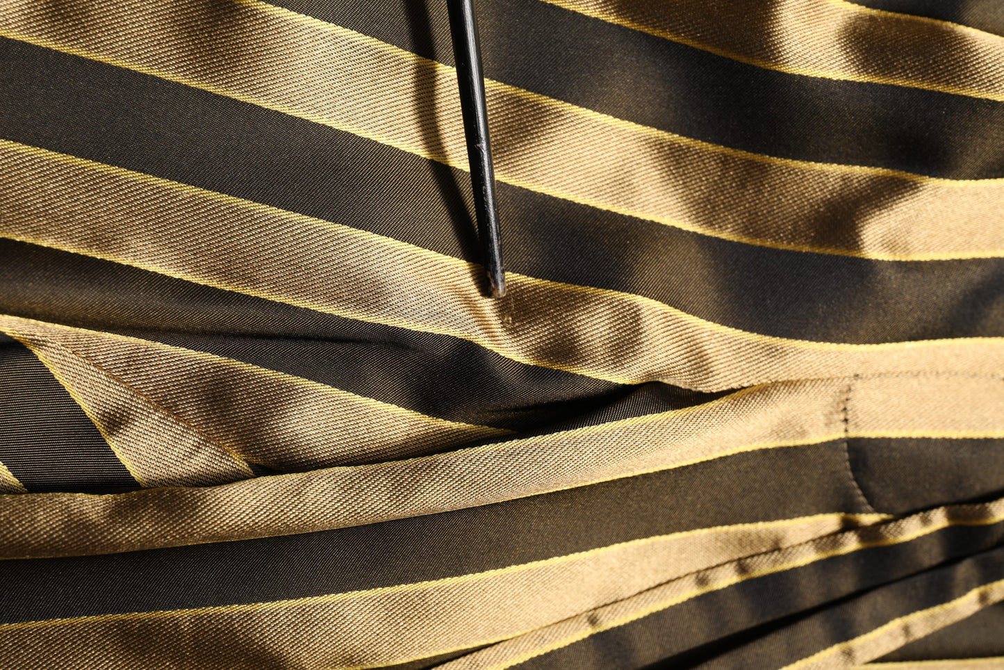 Gold Black Stripe Satin Tapered Leg Men Pants