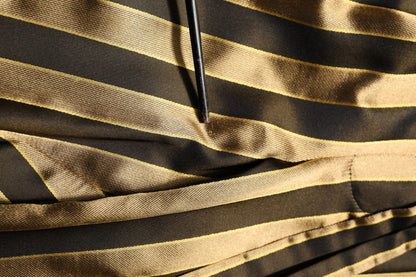 Gold Black Stripe Satin Tapered Leg Men Pants
