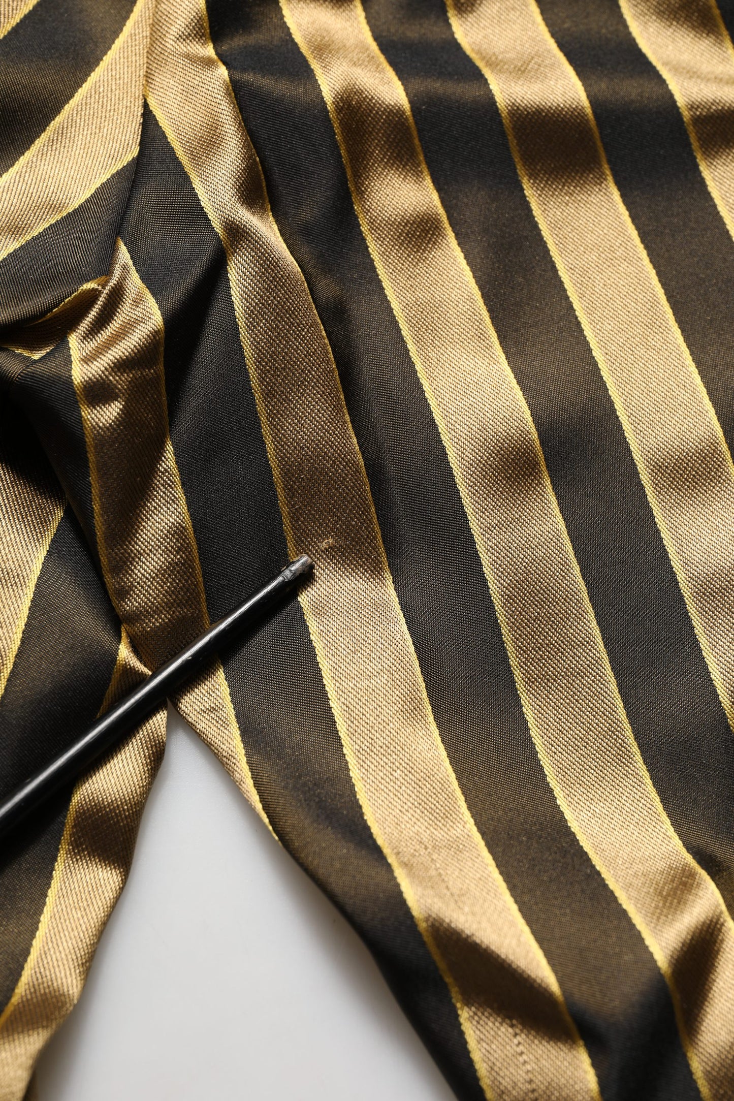 Gold Black Stripe Satin Tapered Leg Men Pants