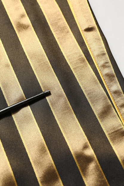 Gold Black Stripes Satin Tapered Leg Pants