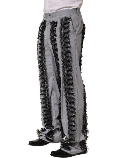 BlackGray Pinstripe Embellished Trouser Pants