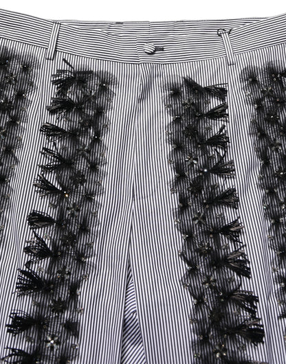 BlackGray Pinstripe Embellished Trouser Pants