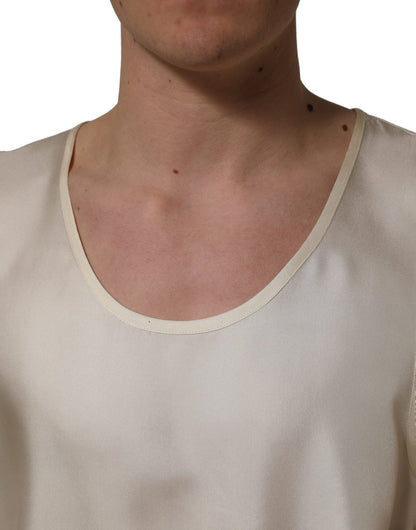 Off White Silk Sleeveless Tank Top T-shirt