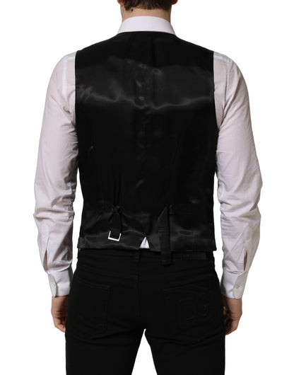 Black Wool Single Breasted Waistcoat Vest