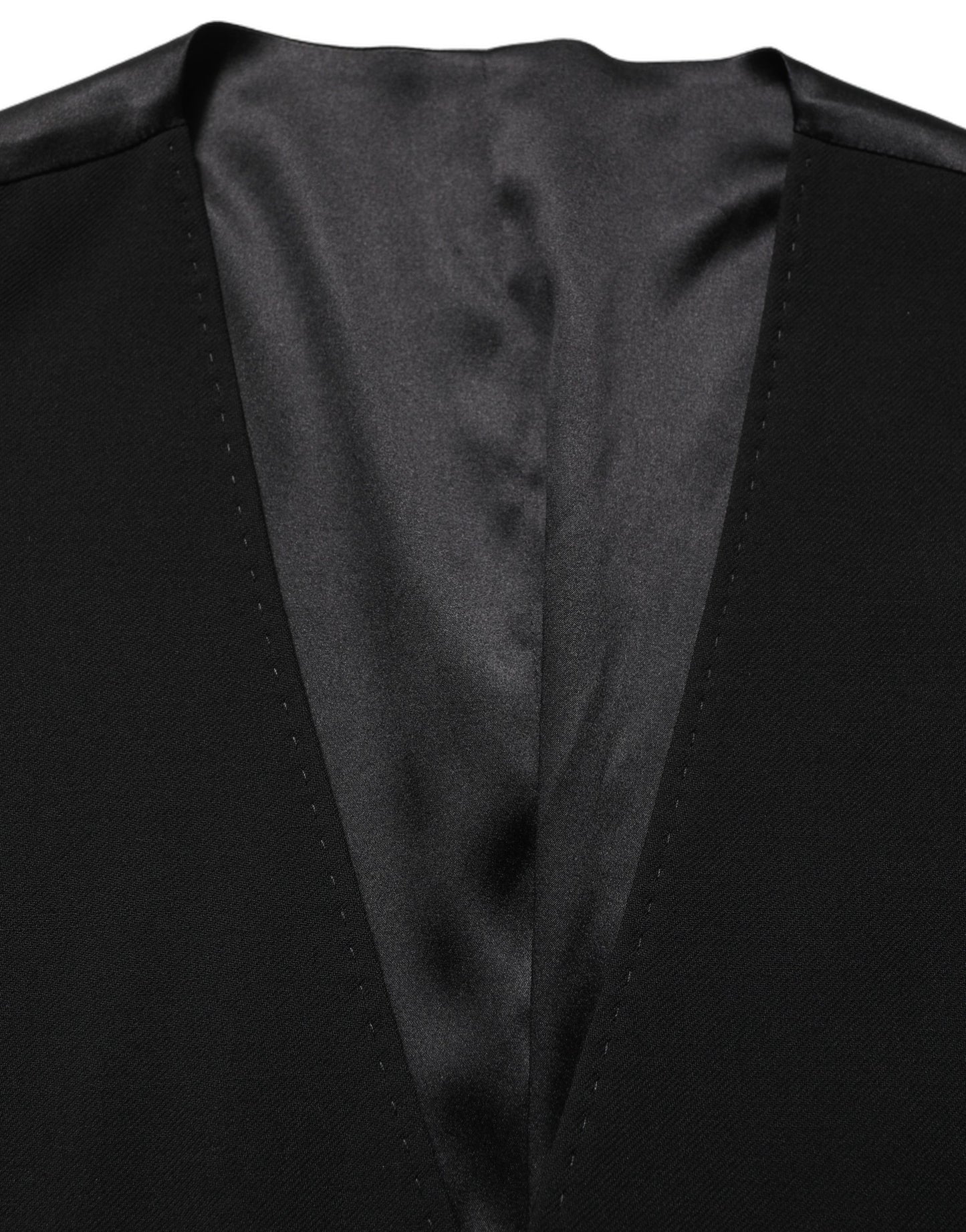 Black Wool Single Breasted Waistcoat Vest