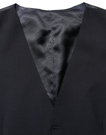 Black Wool Single Breasted Waistcoat Vest