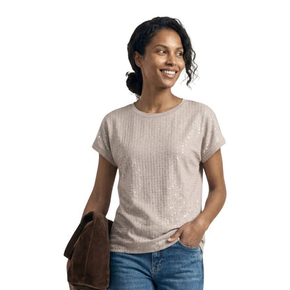 Beige Polyester T-Shirt
