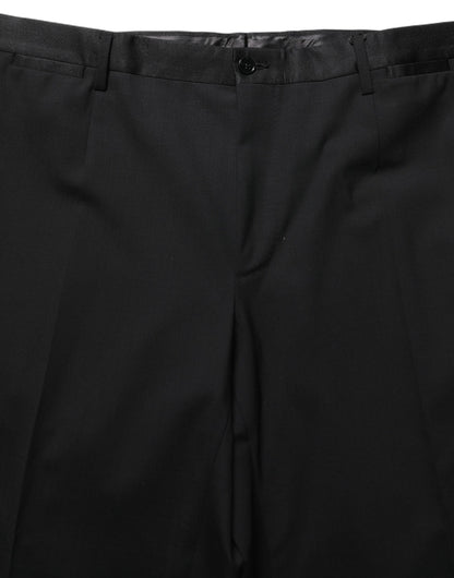 Black Wool Tapered Leg Dress Trouser Pants